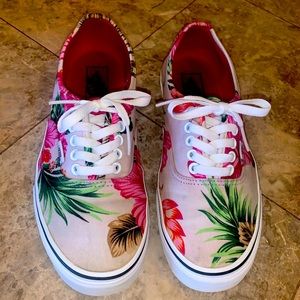 Hawaiian Floral and white/cream Vans